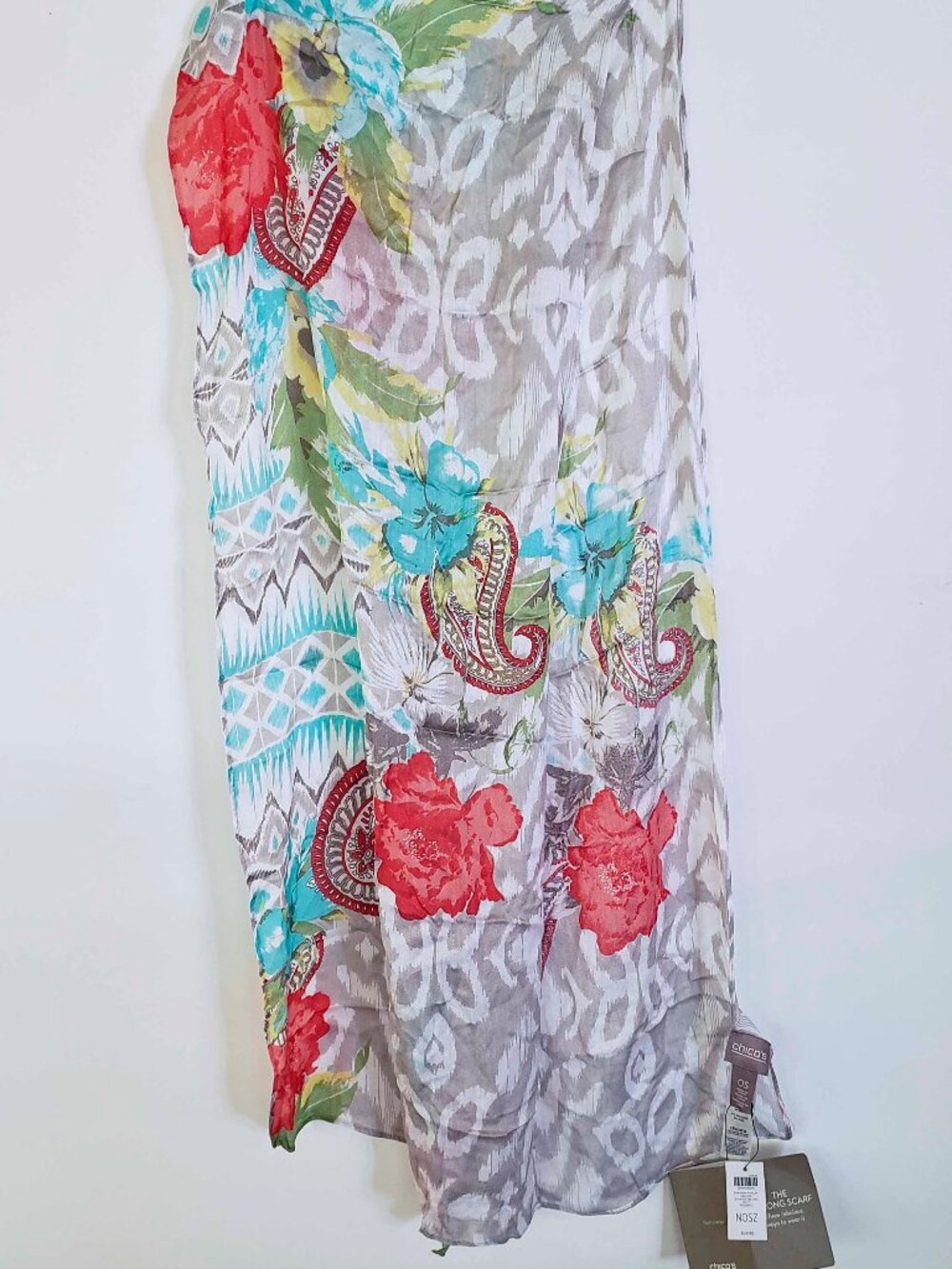 Chico's Floral Silk/Rayon Blend Scarf NWT